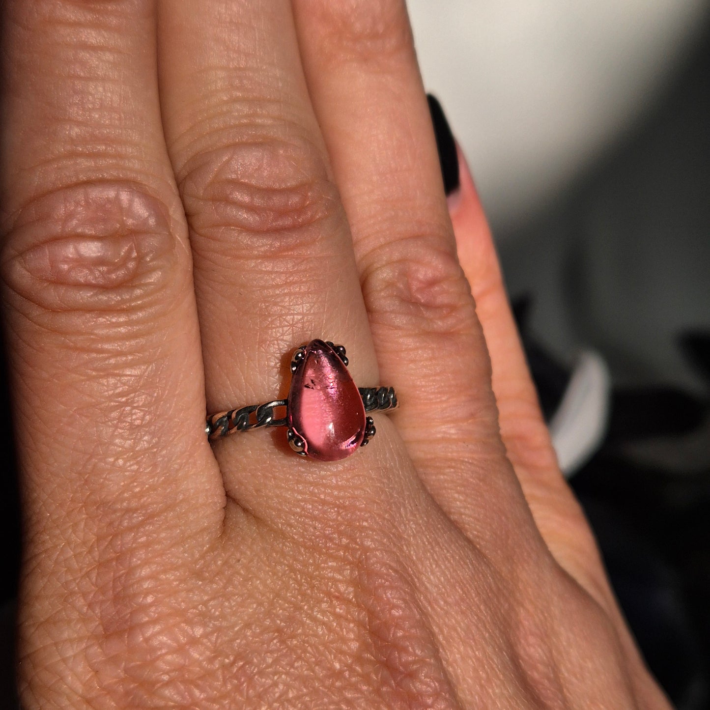 Pink tourmaline ring 9