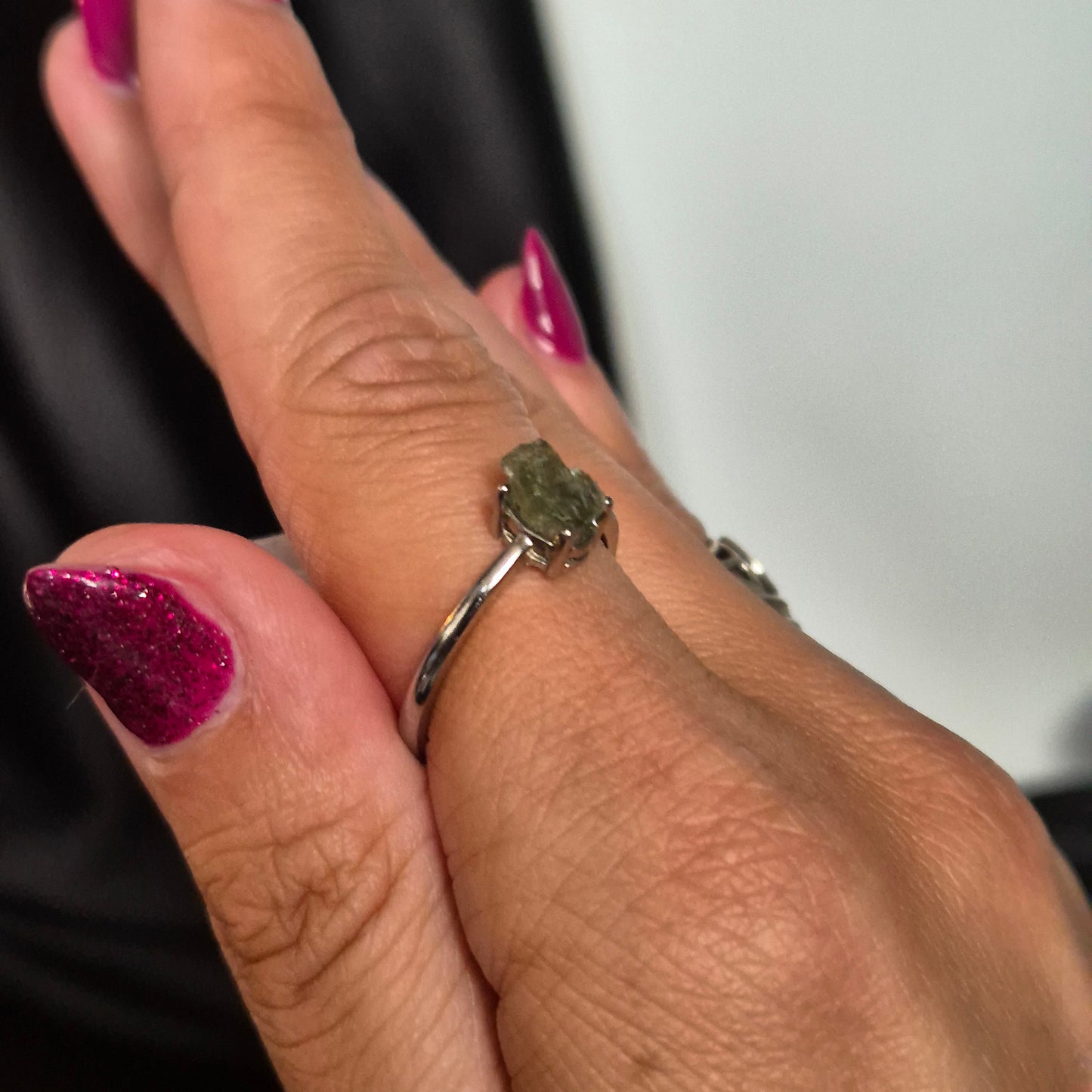 Moldavite ring silver 1