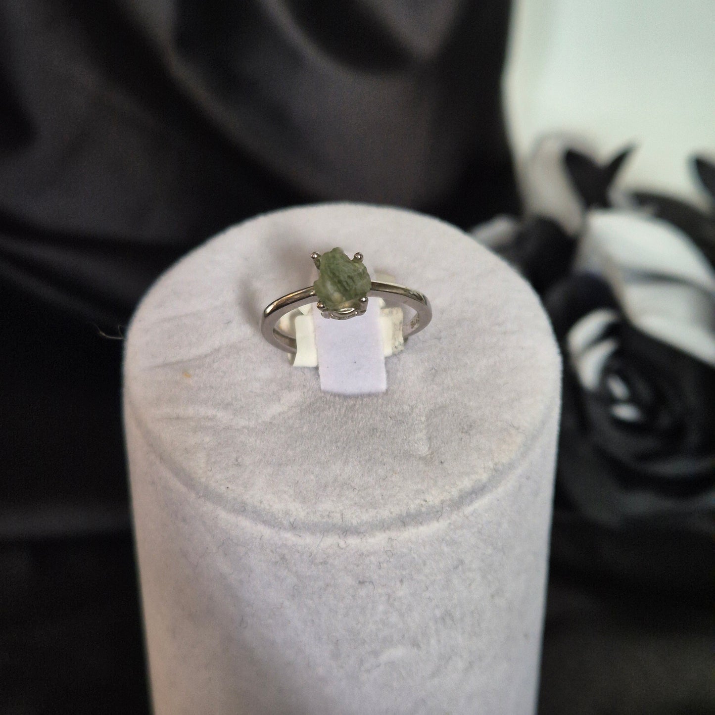 Moldavite ring silver 3