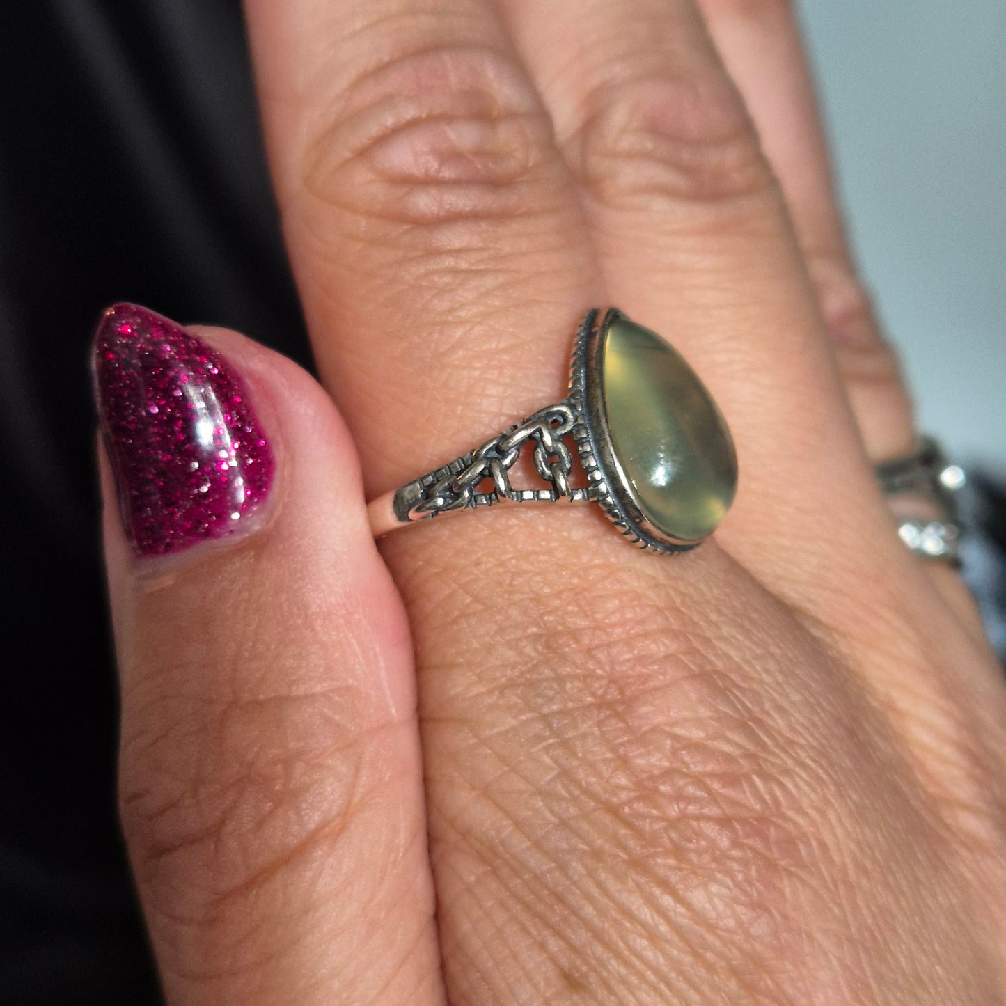 Gem prehnite ring 6