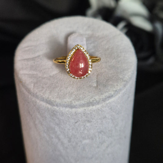 Gem Rhodochrosite ring gold