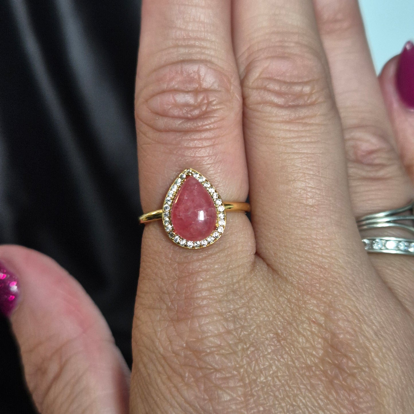Gem Rhodochrosite ring gold