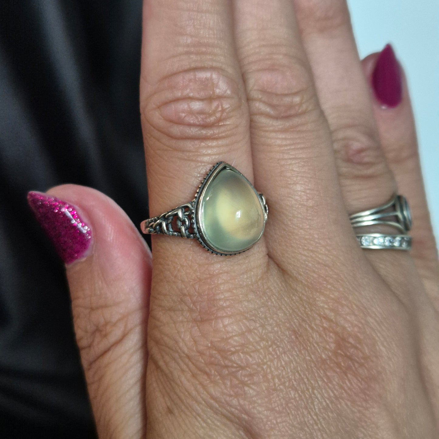 Gem prehnite ring 7