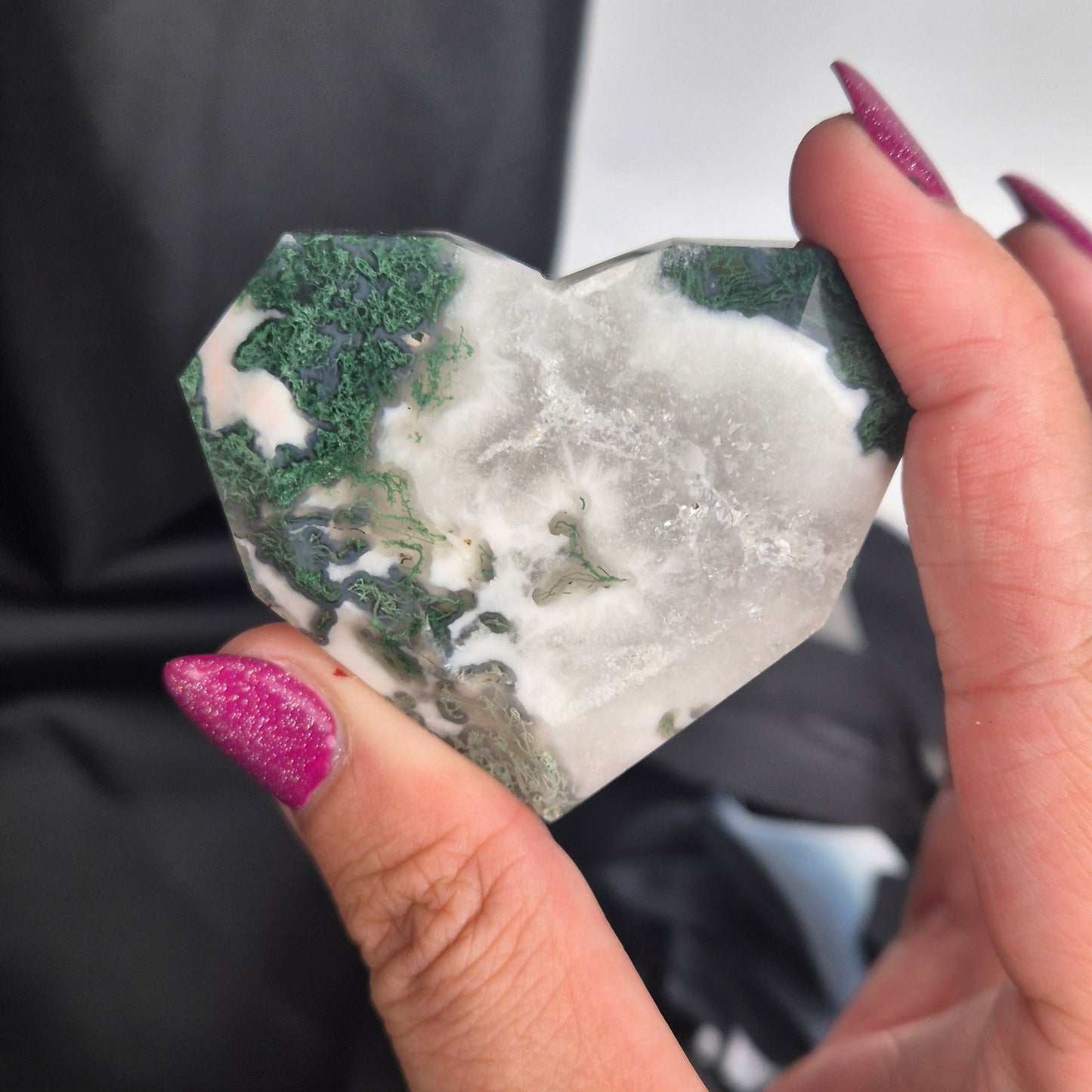 moss agate heart