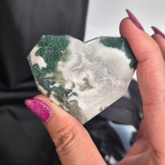 moss agate heart