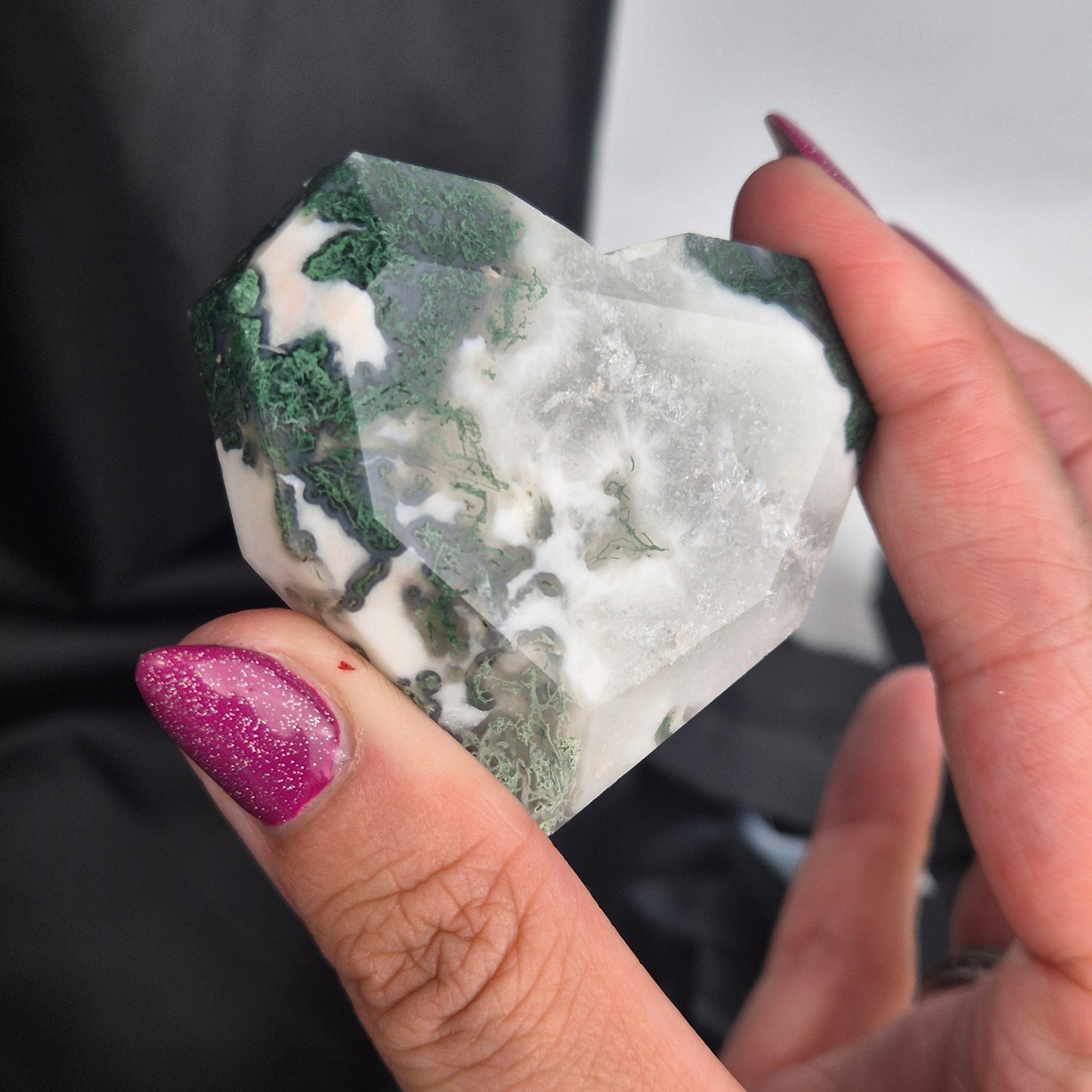 moss agate heart