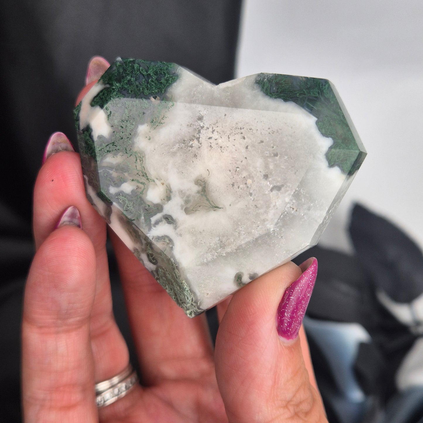 moss agate heart