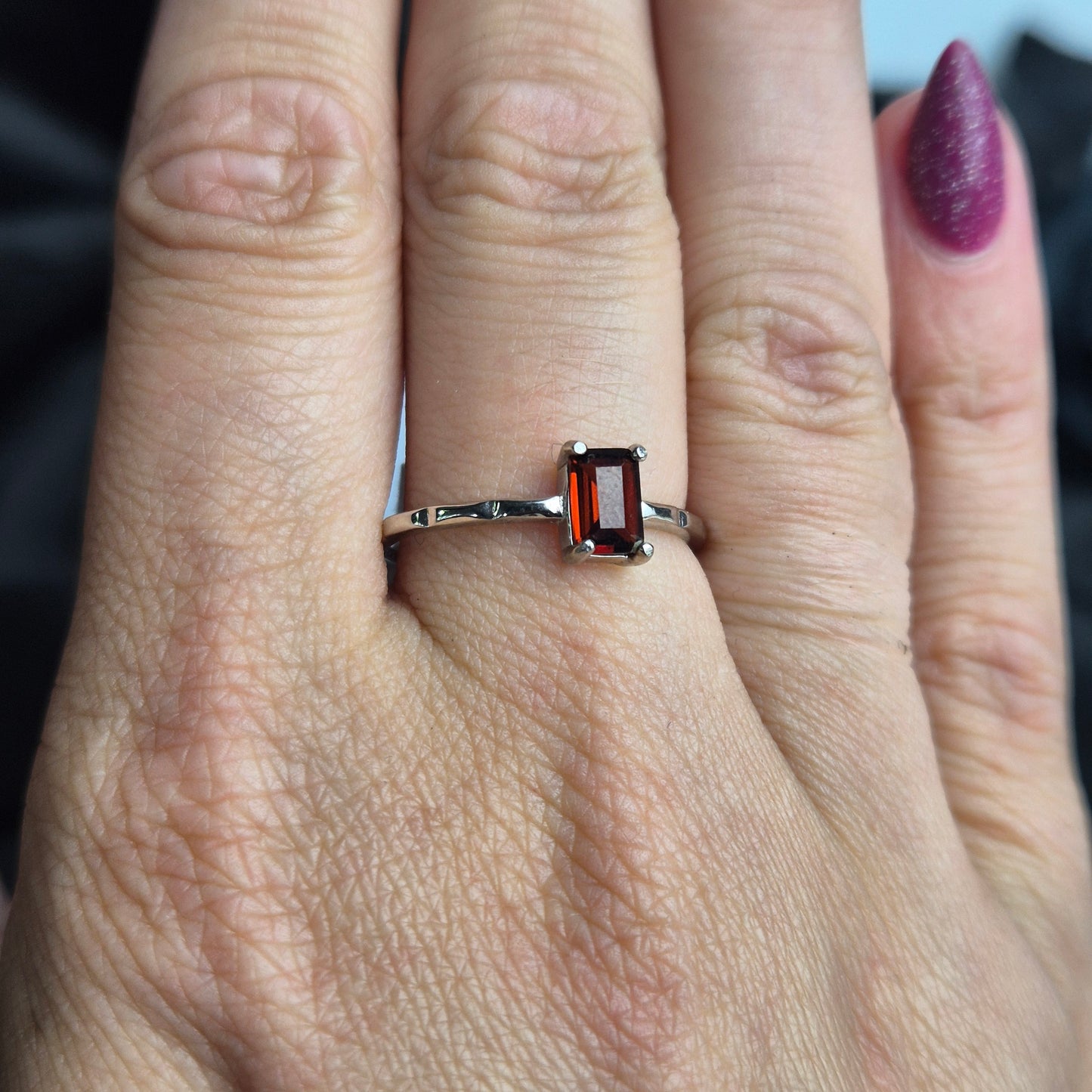 Garnet ring rectangle small