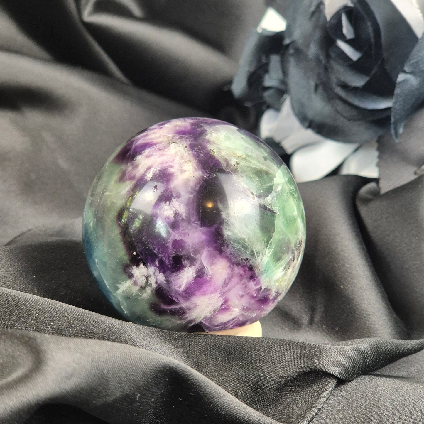 Feather fluorite sphere 2