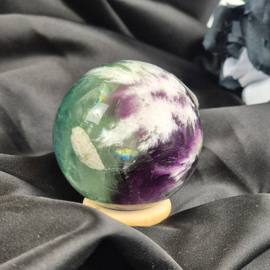 Feather fluorite sphere 3