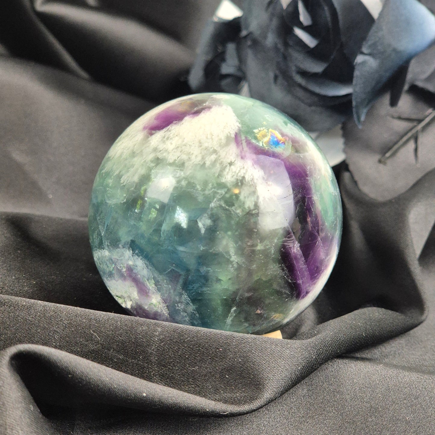 Feather fluorite sphere 6