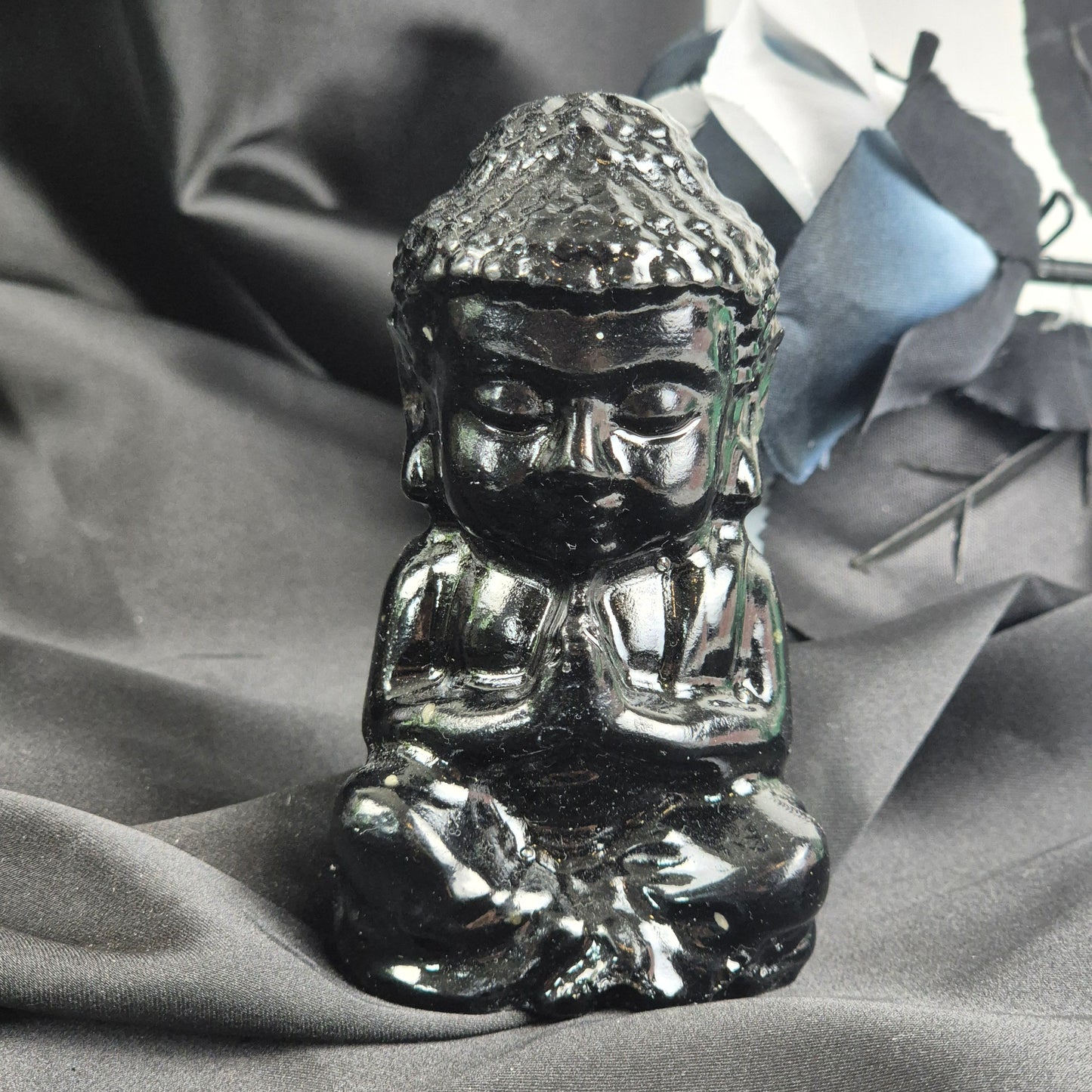Black obsidian buddha