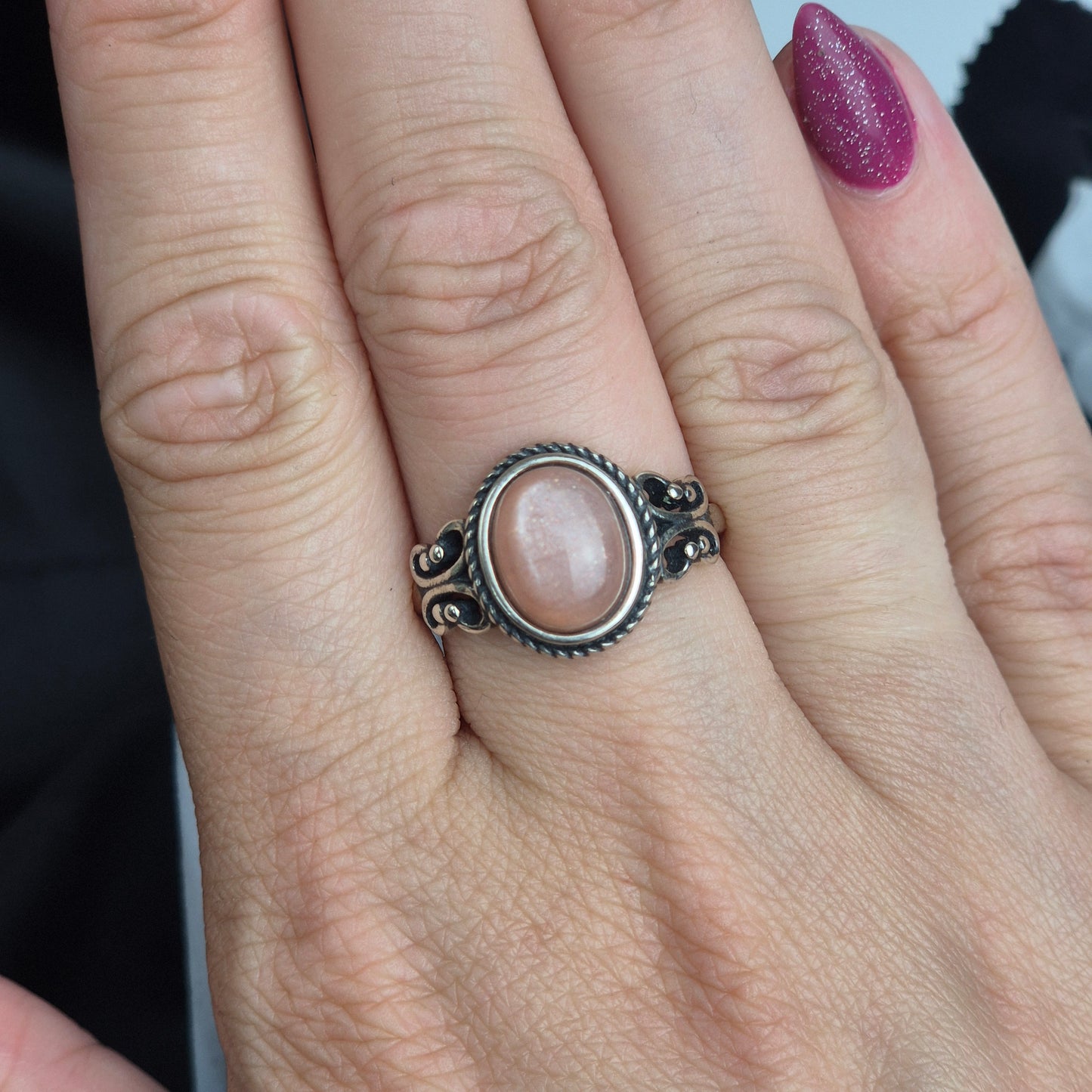 Peach moonstone ring 1