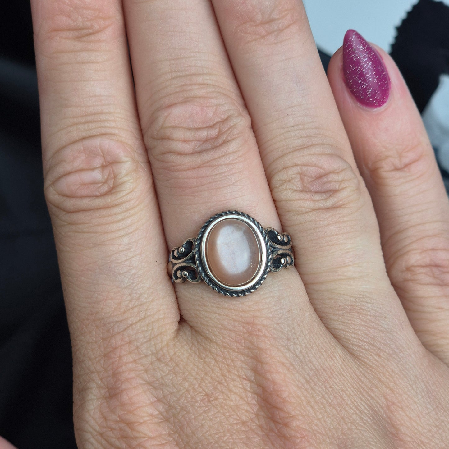 Peach moonstone ring 2
