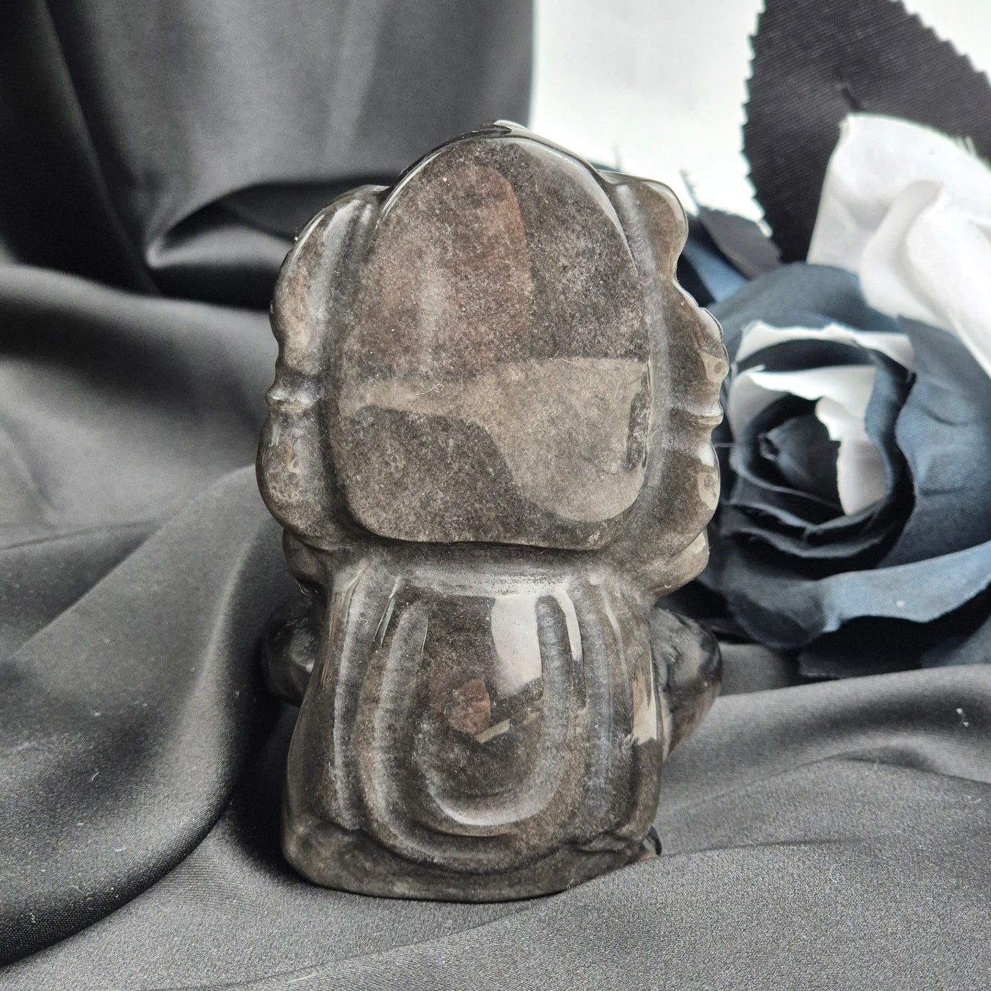 Silver sheen obsidian ganesha 3