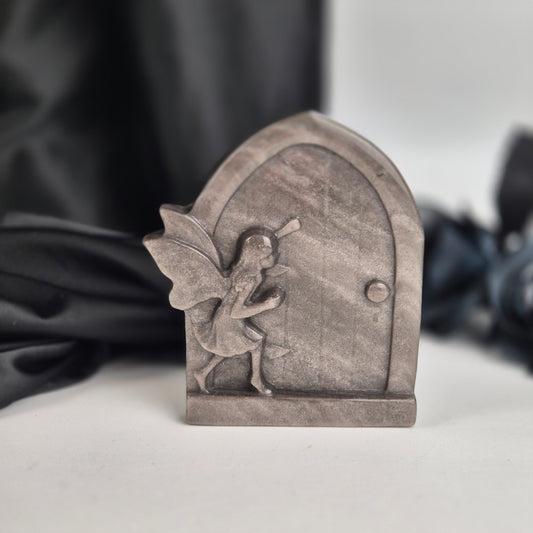 Silver sheen obsidian fairy door 1