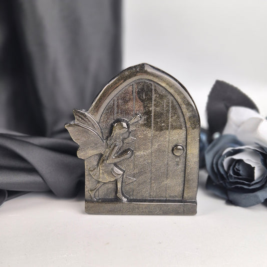Gold sheen obsidian fairy door 1
