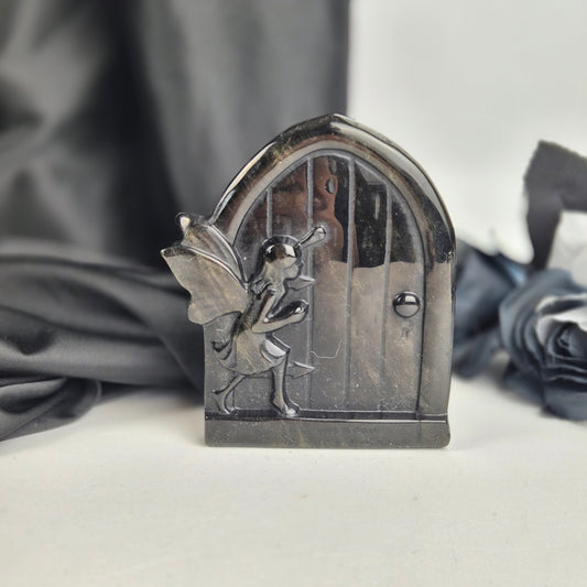 gold sheen obsidian fairy door 2