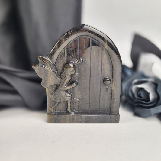 Gold sheen obsidian fairy door 3