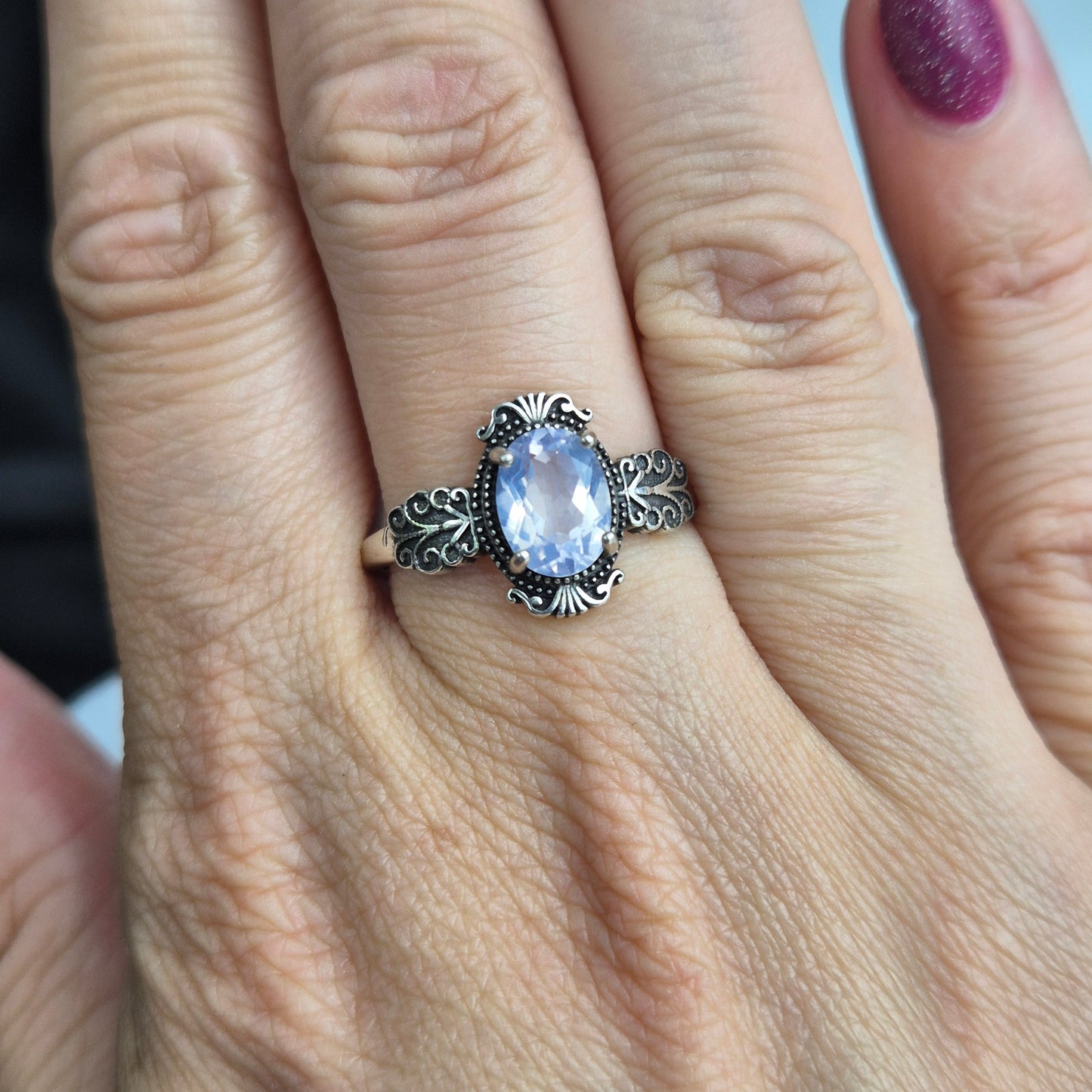 Lavender moon quarts ring