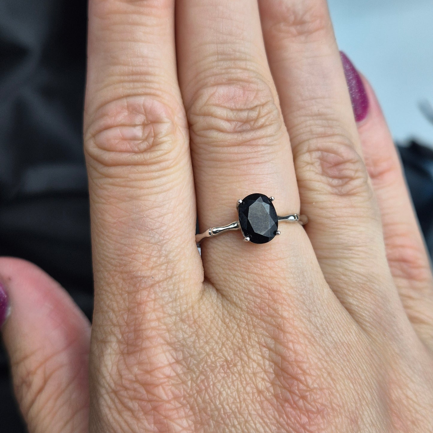 Black spinel oval ring 2