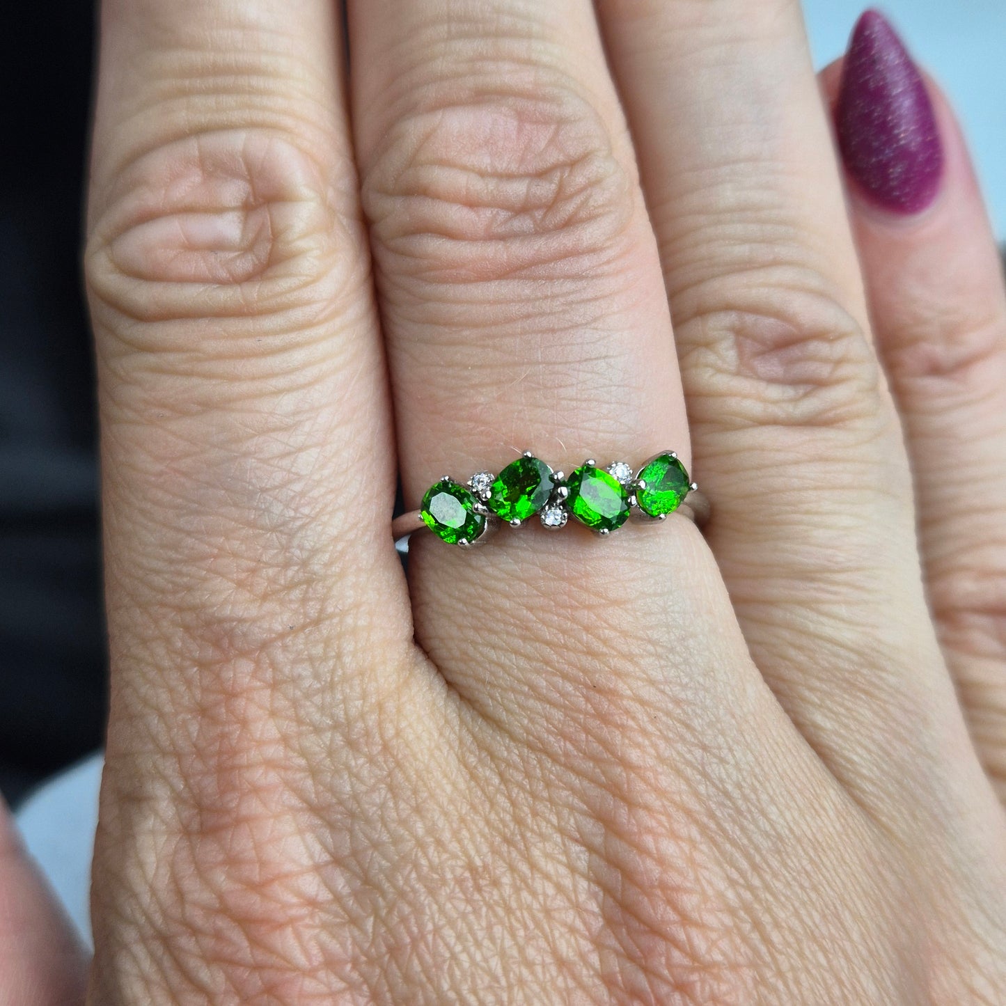 Diopside ring silver