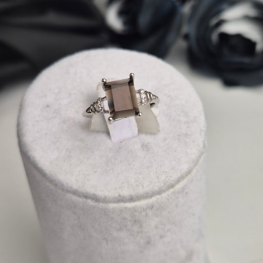 Smokey quarts ring rectangle big