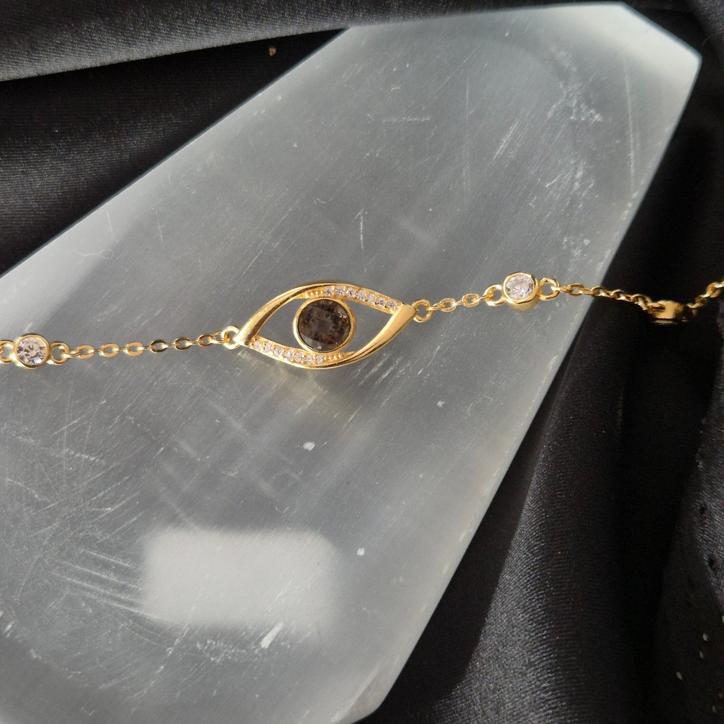 Smokey quarts bracelet goldplated