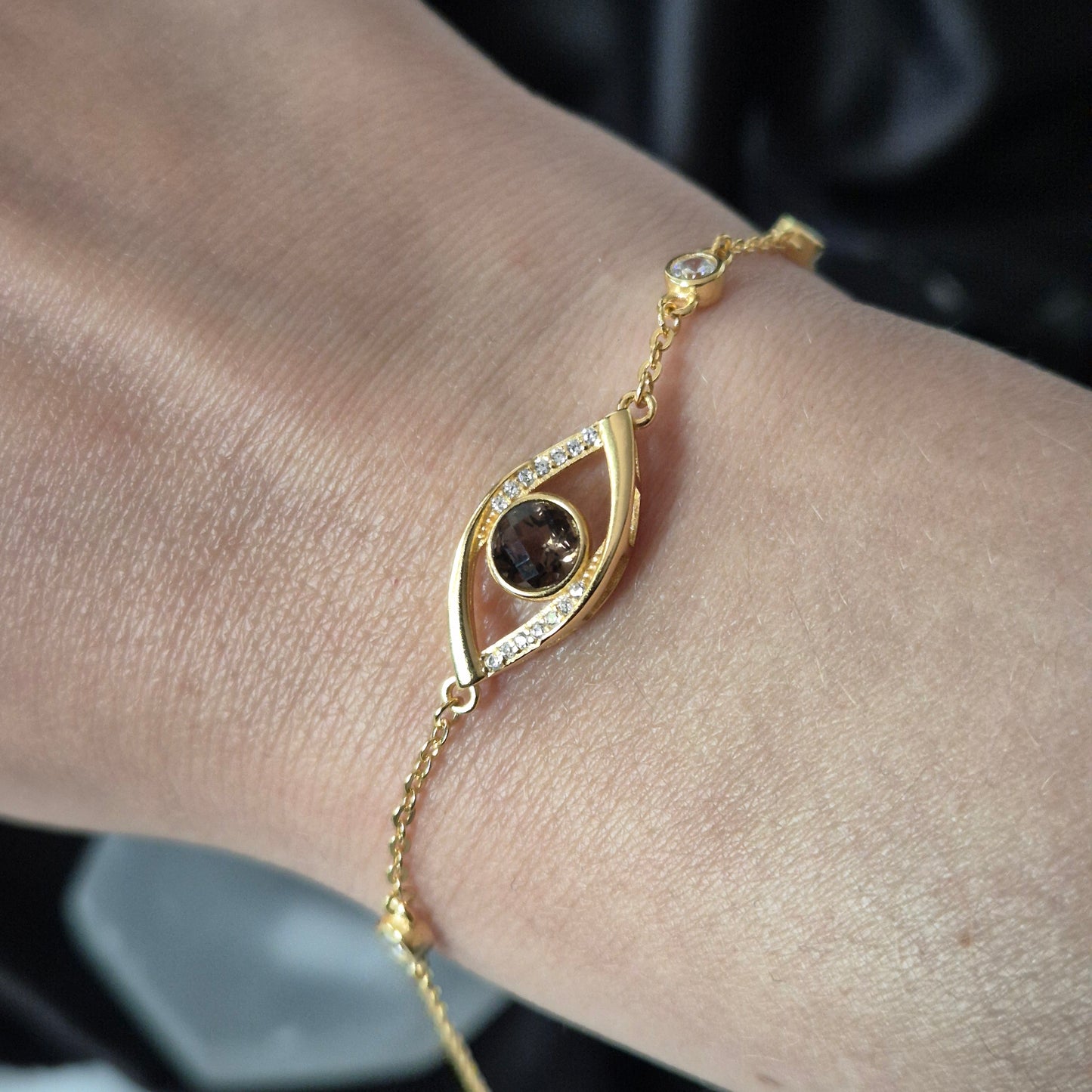 Smokey quarts bracelet goldplated