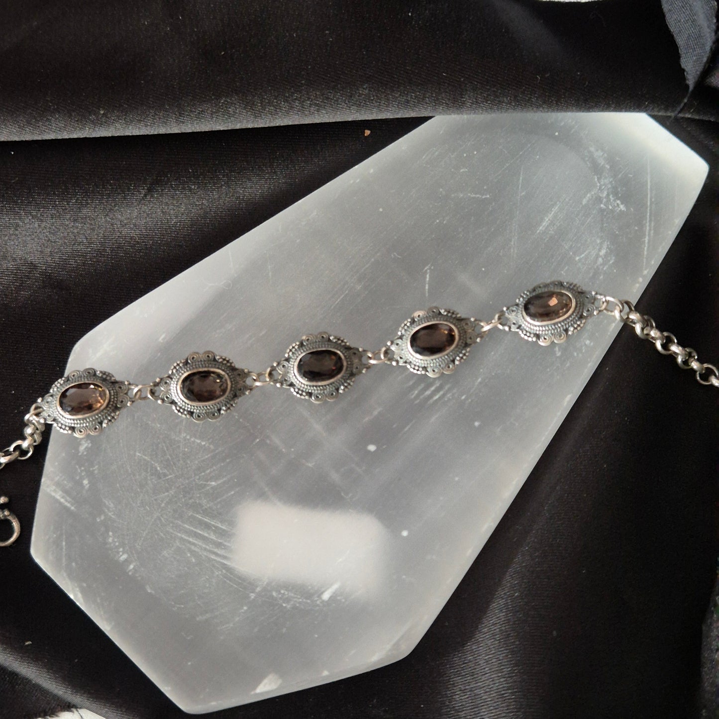 Smokey quarts bracelet silver