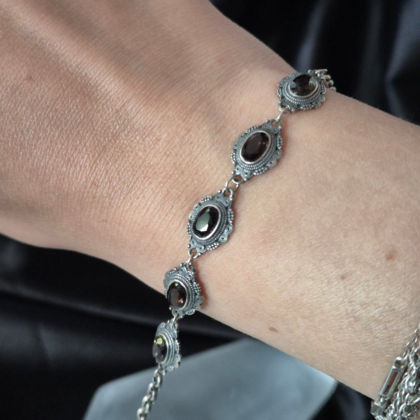 Smokey quarts bracelet silver