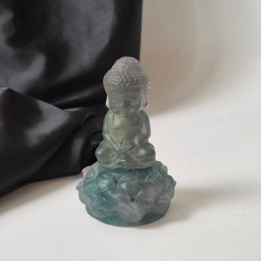 Fluorite buddha on lotus set