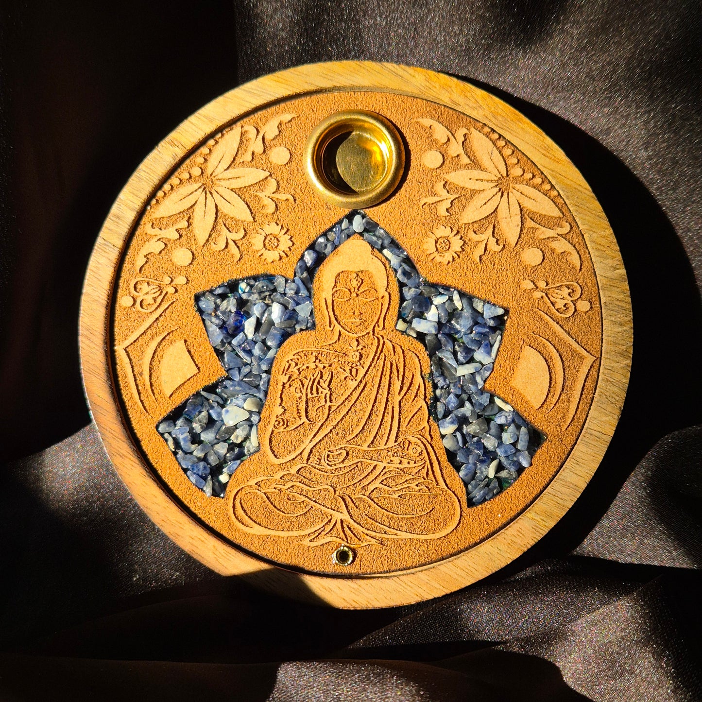 Incense holder buddha with sodalite