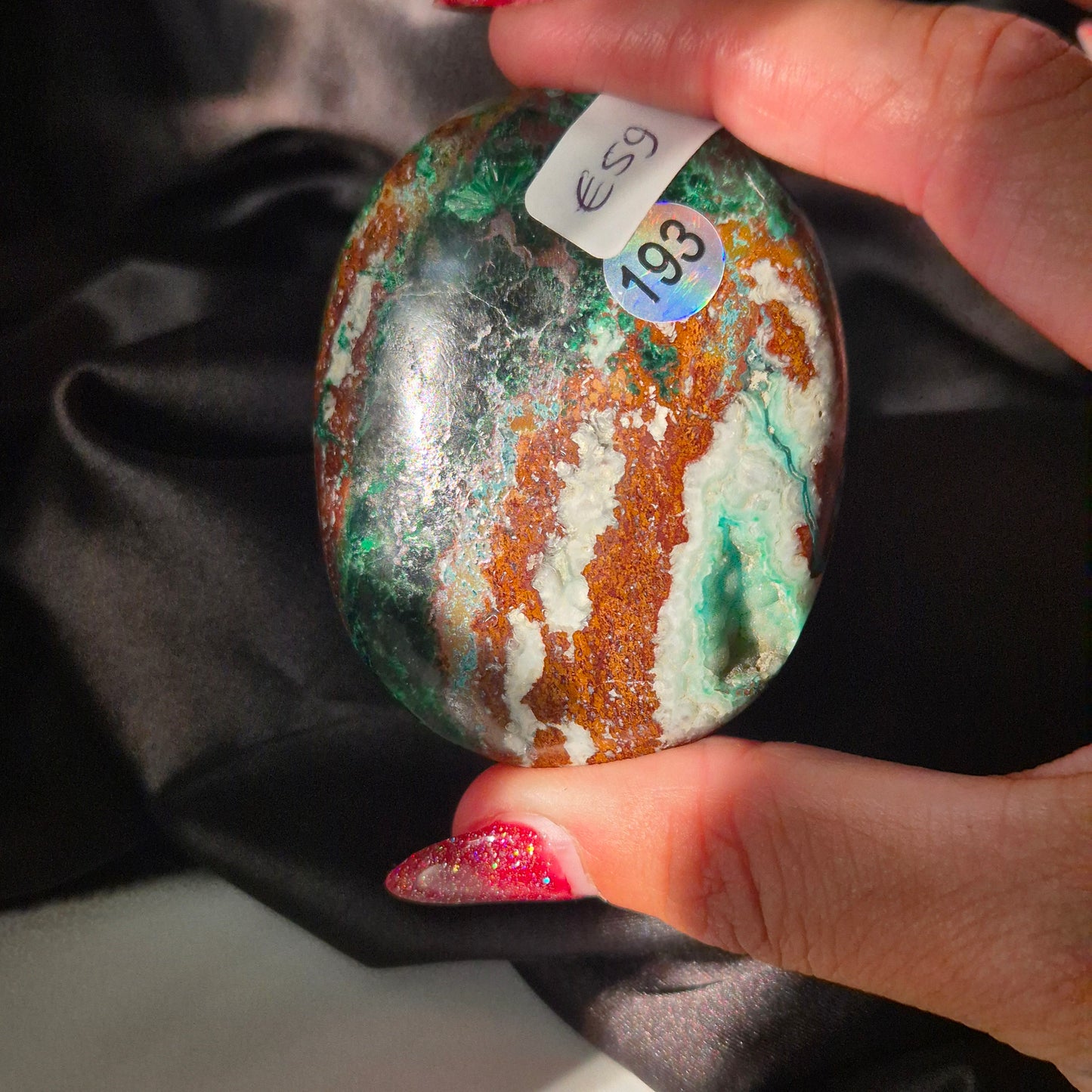 Australian malachite / chrysocolla palm 193