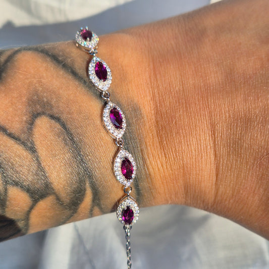 Purple garnet bracelet silver