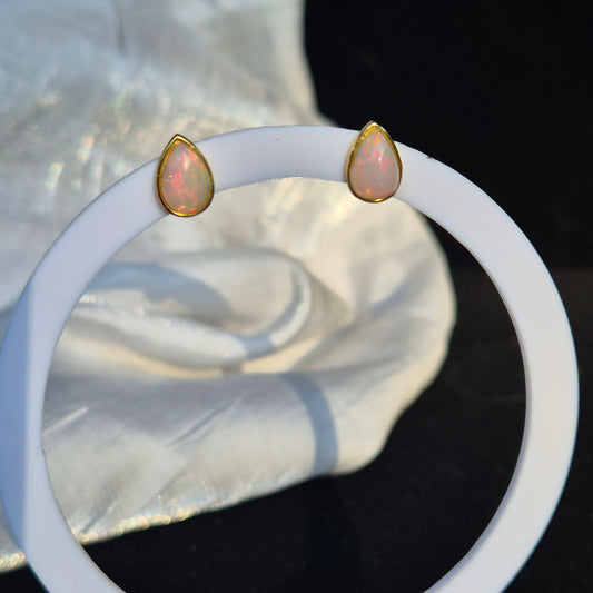 Opal earrings gold set 1