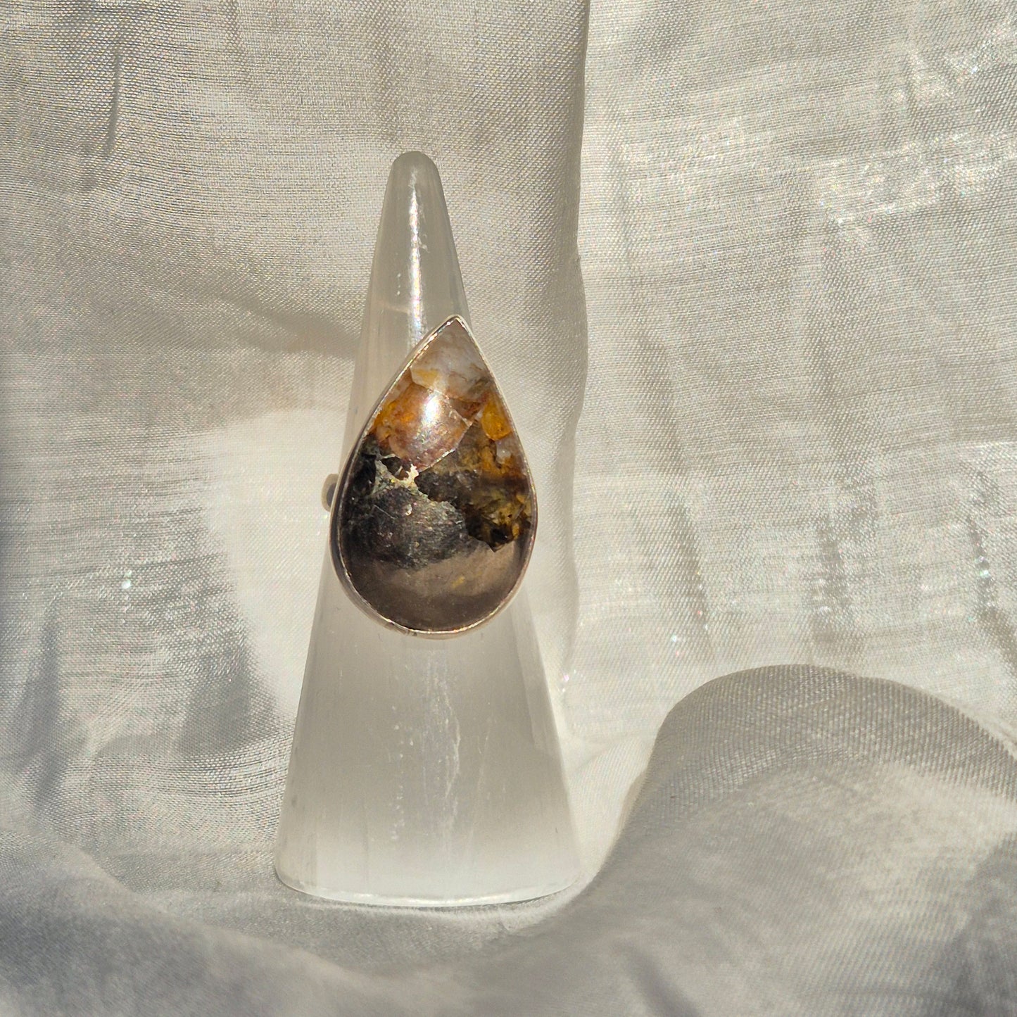Golden healer / pyrite mix ring 4 (India)