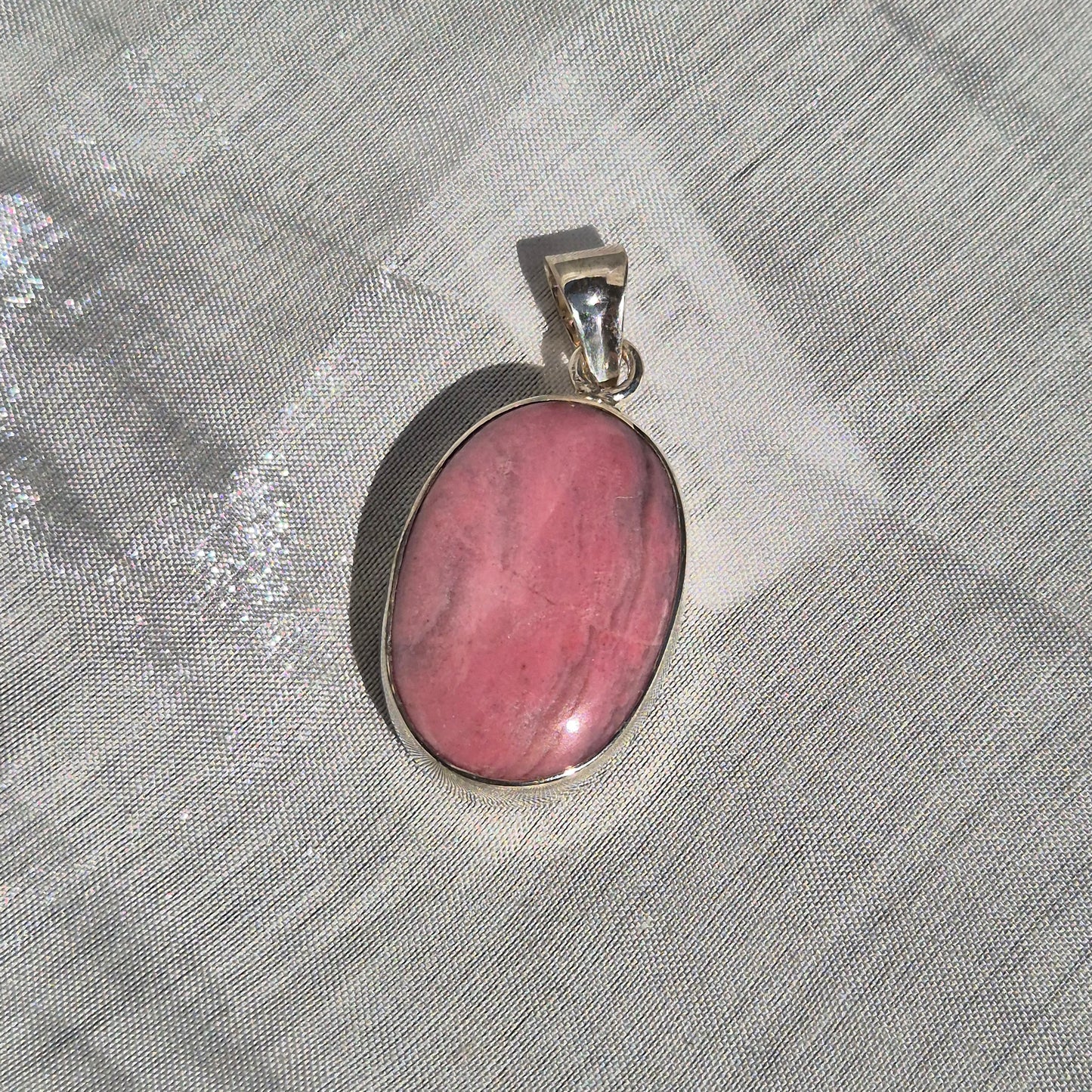 Bubblegum pink rhodonite necklace 1 (Peru)