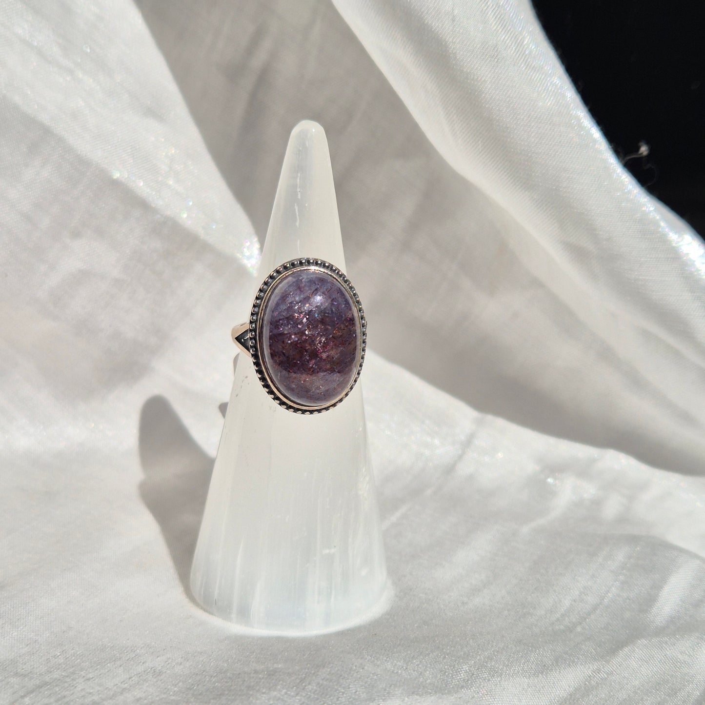 Iolite / sunstone statement ring silver 1