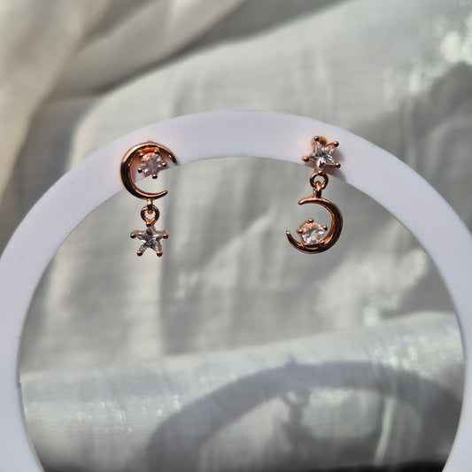Clear quarts earrings rosegold