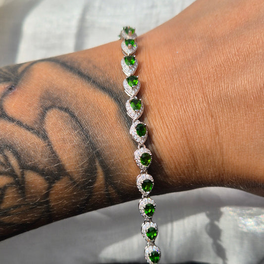 Diopside bracelet silver