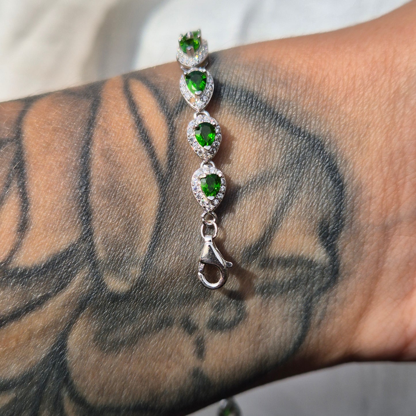 Diopside bracelet silver