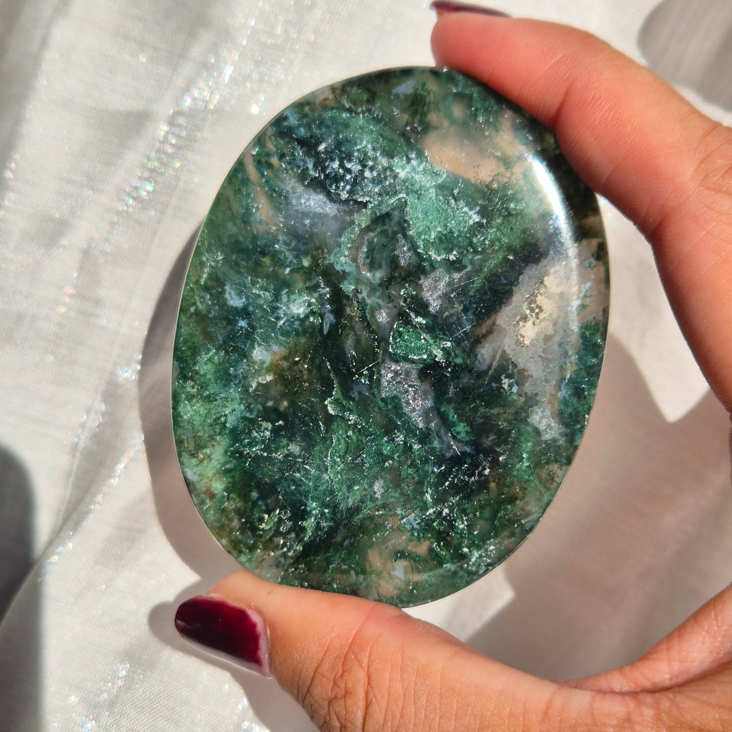 moss agate flat palm 195