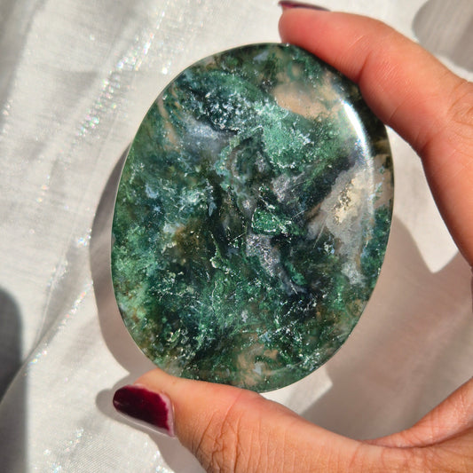 moss agate flat palm 195