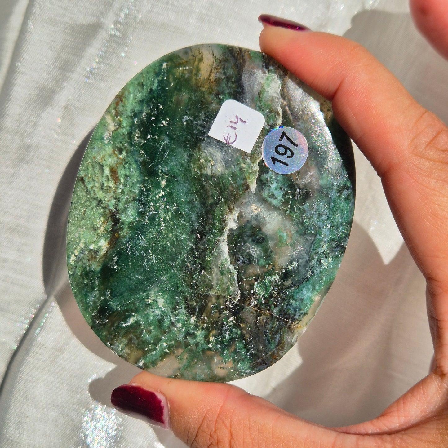 Moss agate flat palm 197