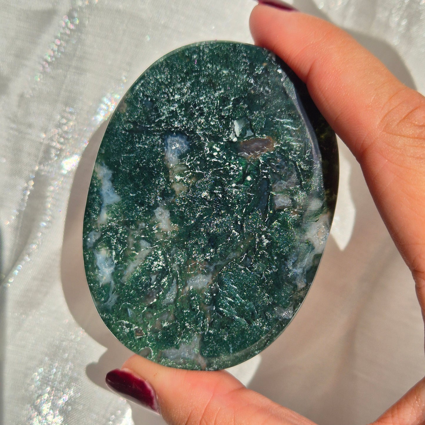 Moss agate flat palm 198