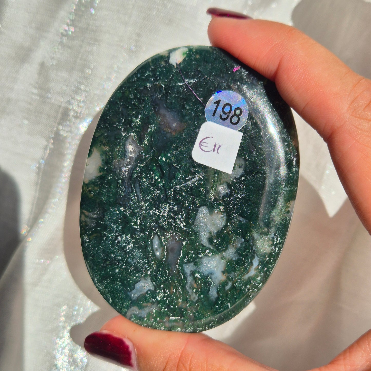 Moss agate flat palm 198