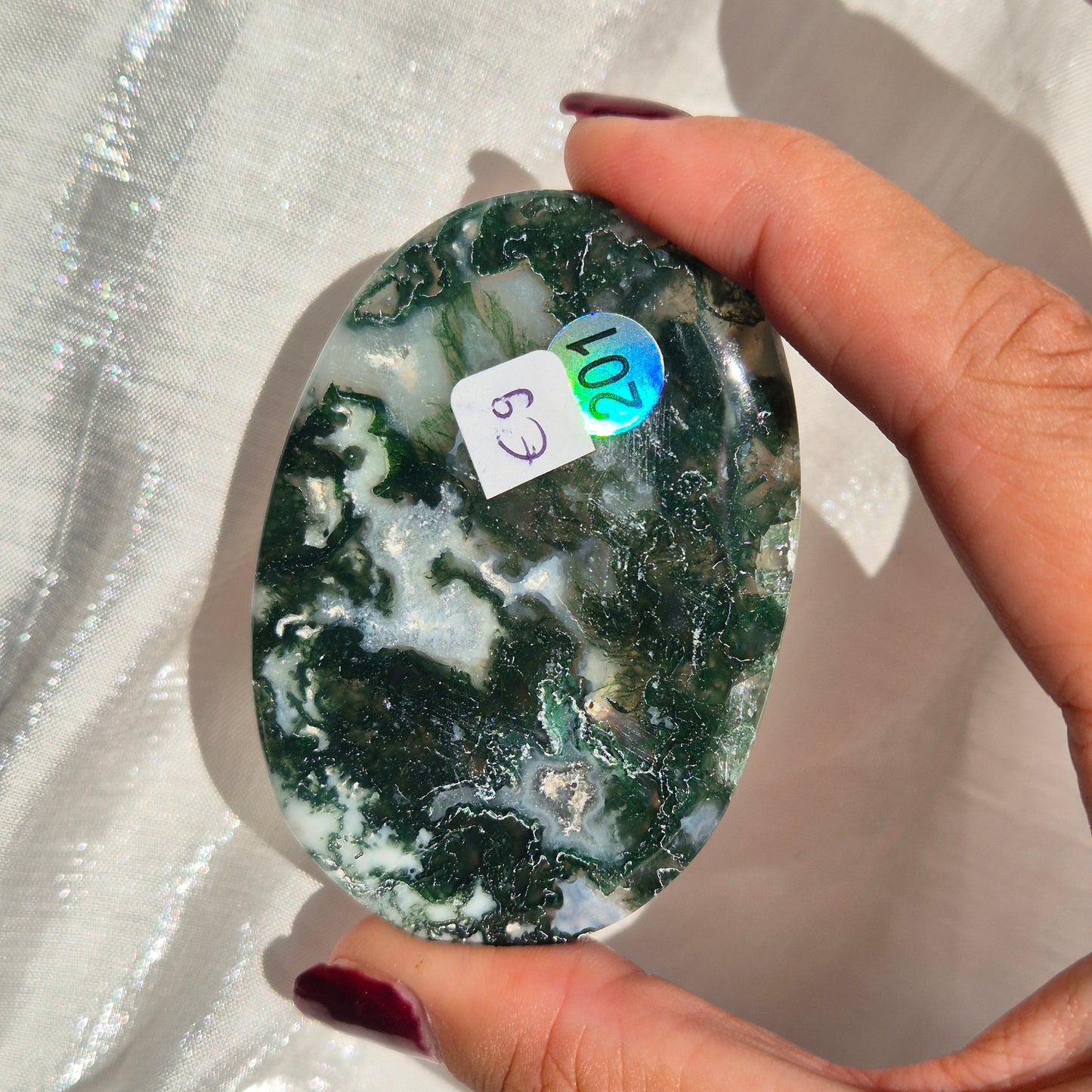 Moss agate flat palm 201