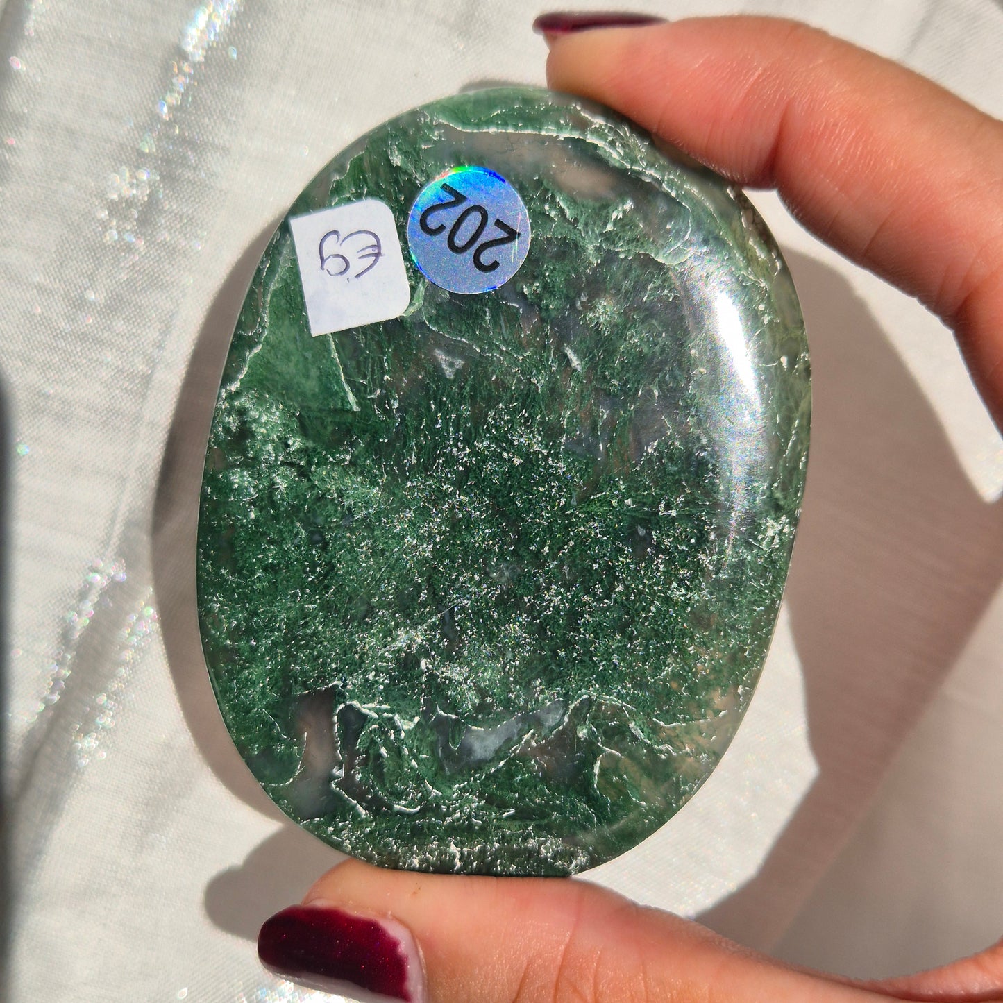 Moss agate flat palm 202