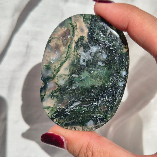 Moss agate flat palm 203